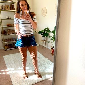 Striped off shoulder top